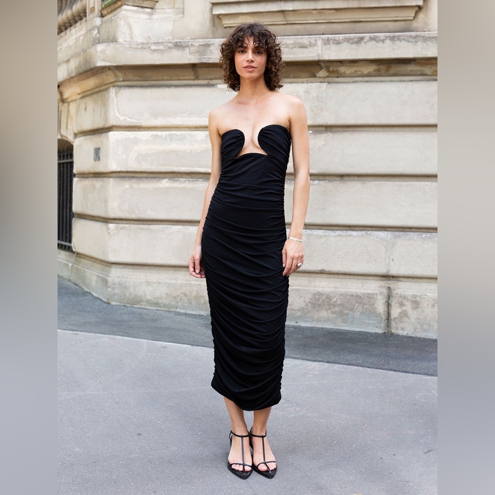 Pixie Market DOMINIQUE BUSTIER RUCHED DRESS- black